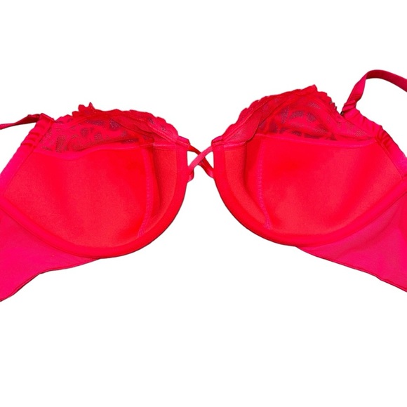 Savage X Fenty Hot Fluorescent Pink Not Sorry Half Cup Lace Detail Bra size 40DD - Picture 6 of 13